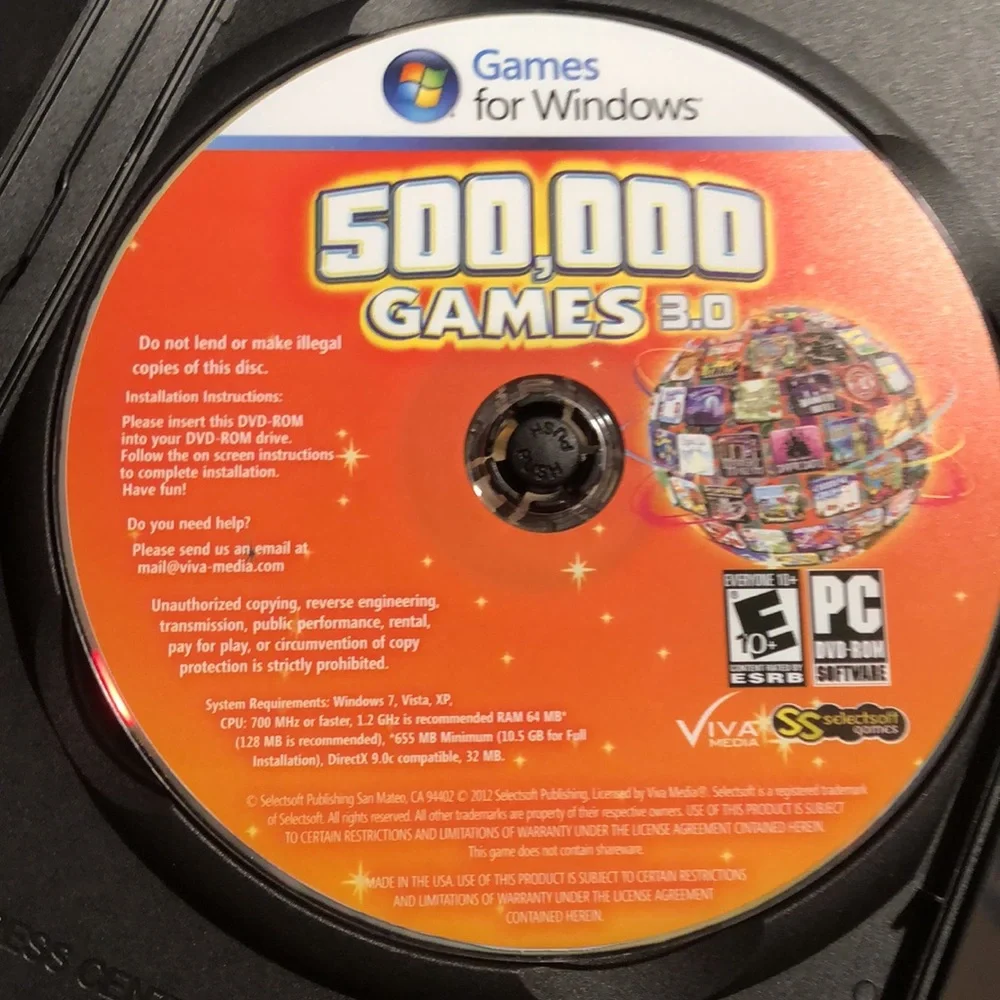 PC 500,000 games 3.0 games for windows DVD